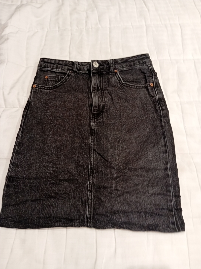Stradivarius Black Denim Mini Skirt