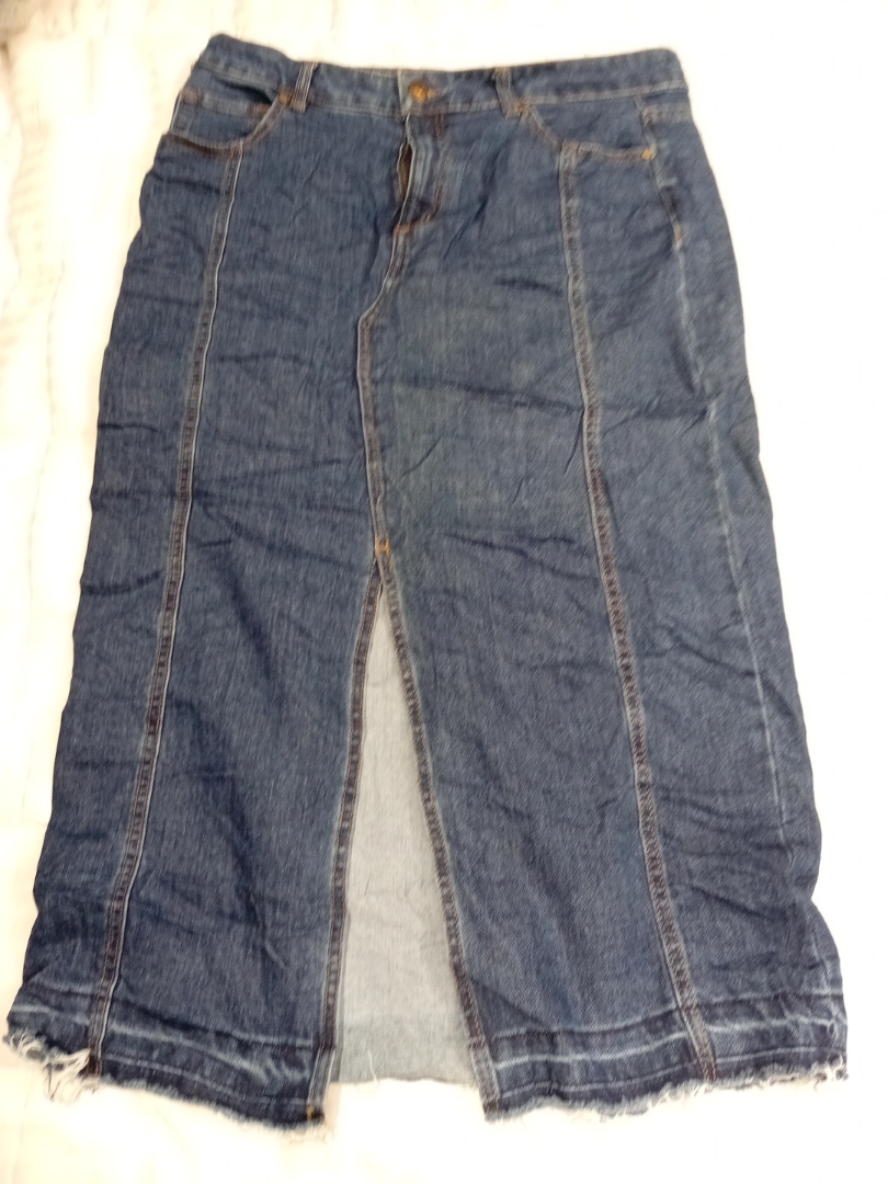 Rachel Zoe Denim Midi Skirt with Front Slit