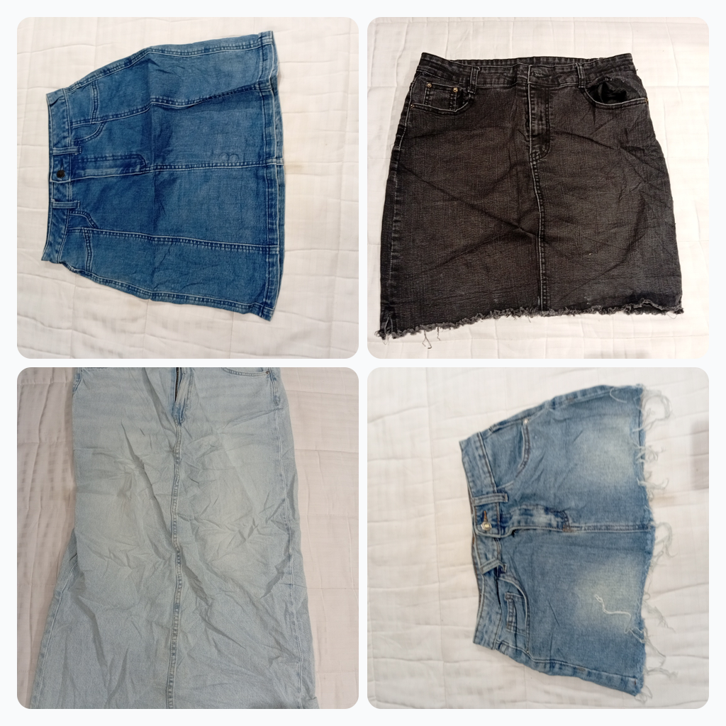 デニム＆フローラルスカートバンドル - ミニ、ミディ、マキシスカートの15点ミックス