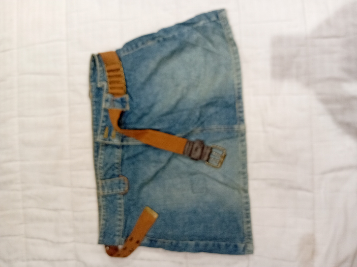 Denim Mini Skirt with Belt