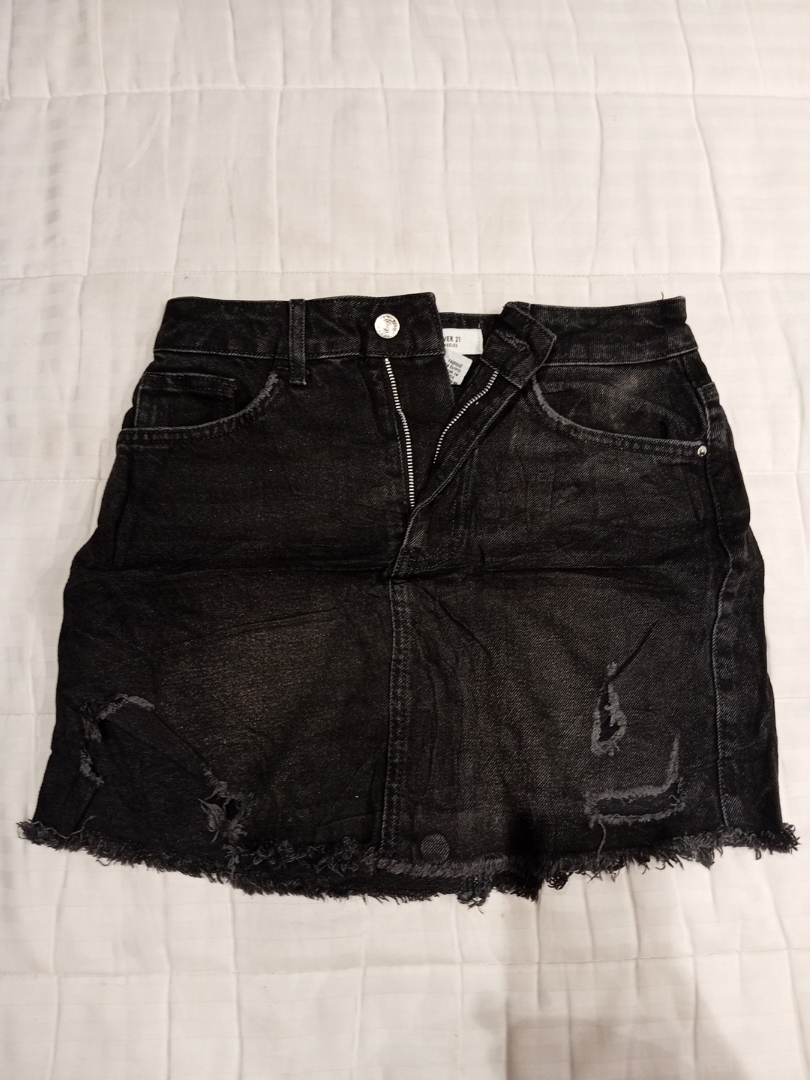 Black Denim Mini Skirt