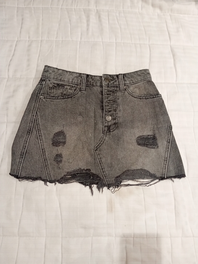 Distressed Denim Mini Skirt