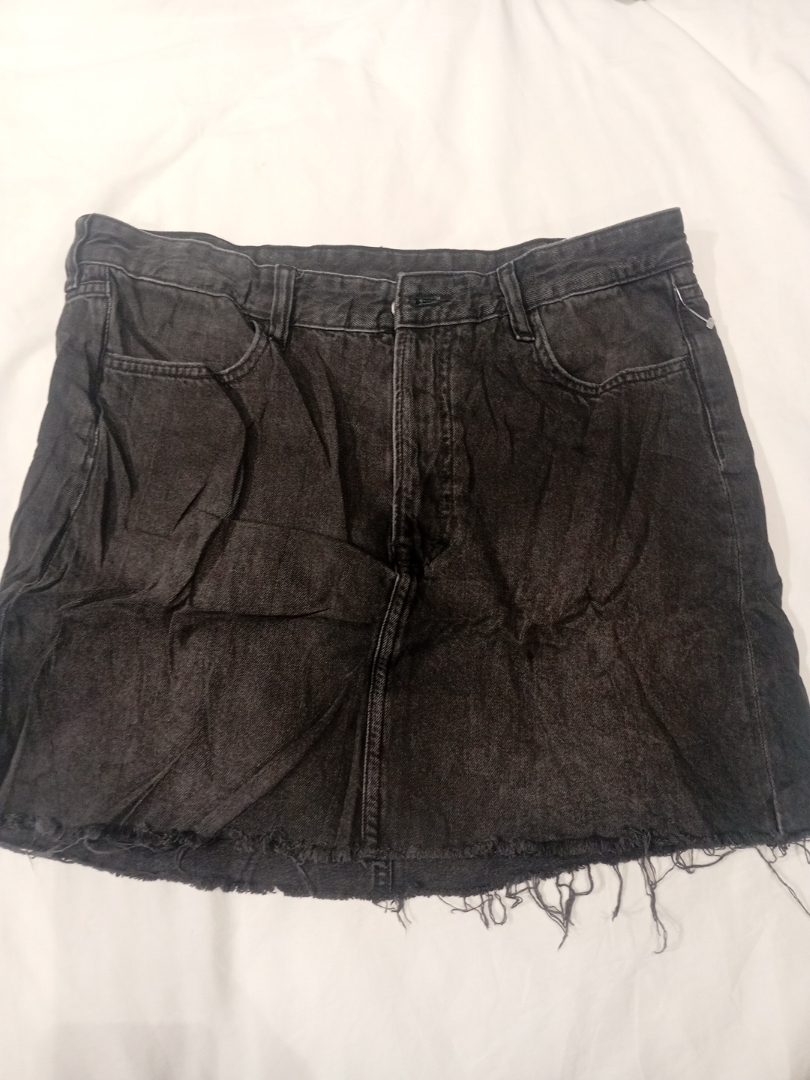 Black Denim Mini Skirt