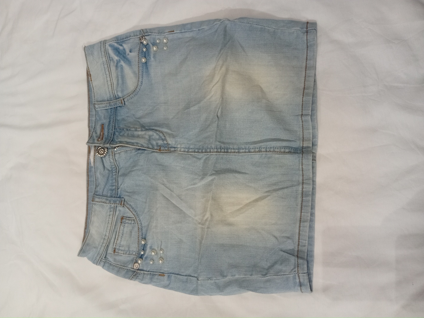 Denim Skirt with Rhinestone Accents