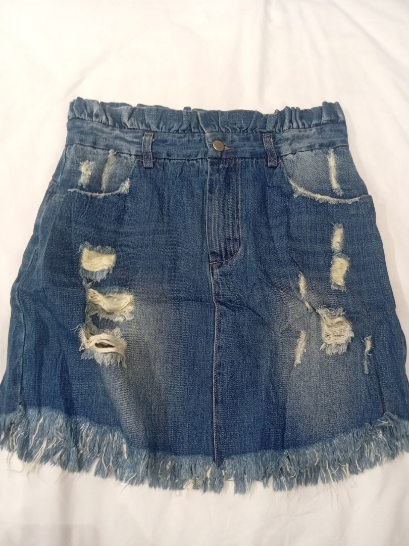 Distressed Denim Mini Skirt