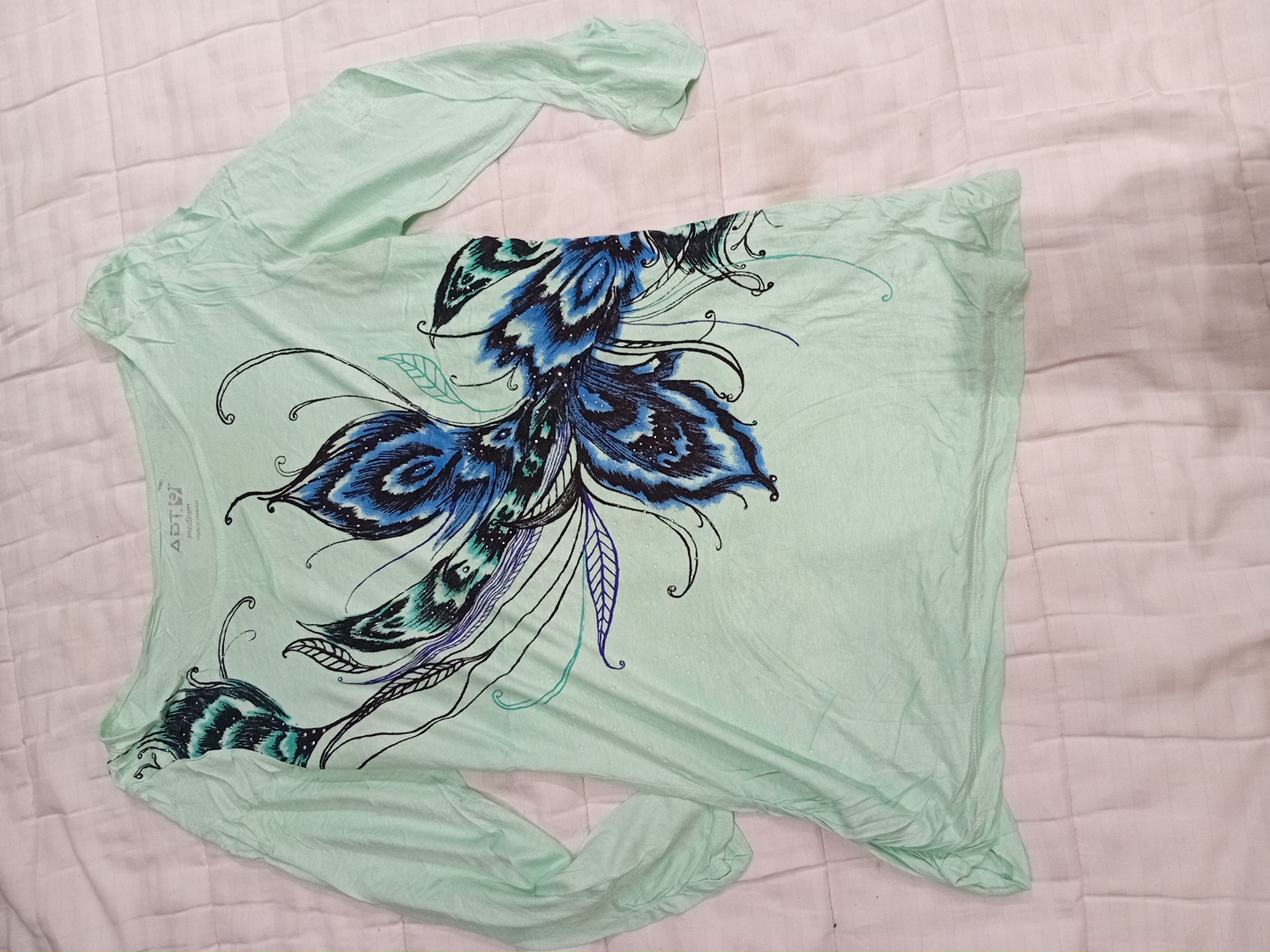 Mint Green Butterfly Graphic T-Shirt