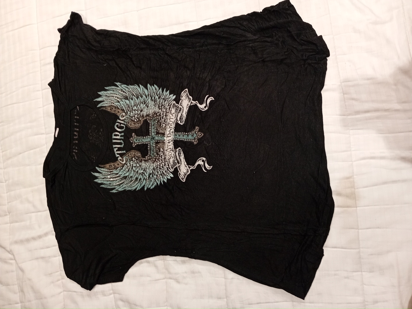 Black Graphic T-Shirt with Sturgis South Dakota De..