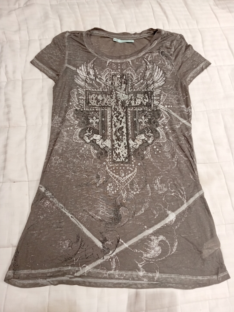 Brown Graphic T-Shirt Dress