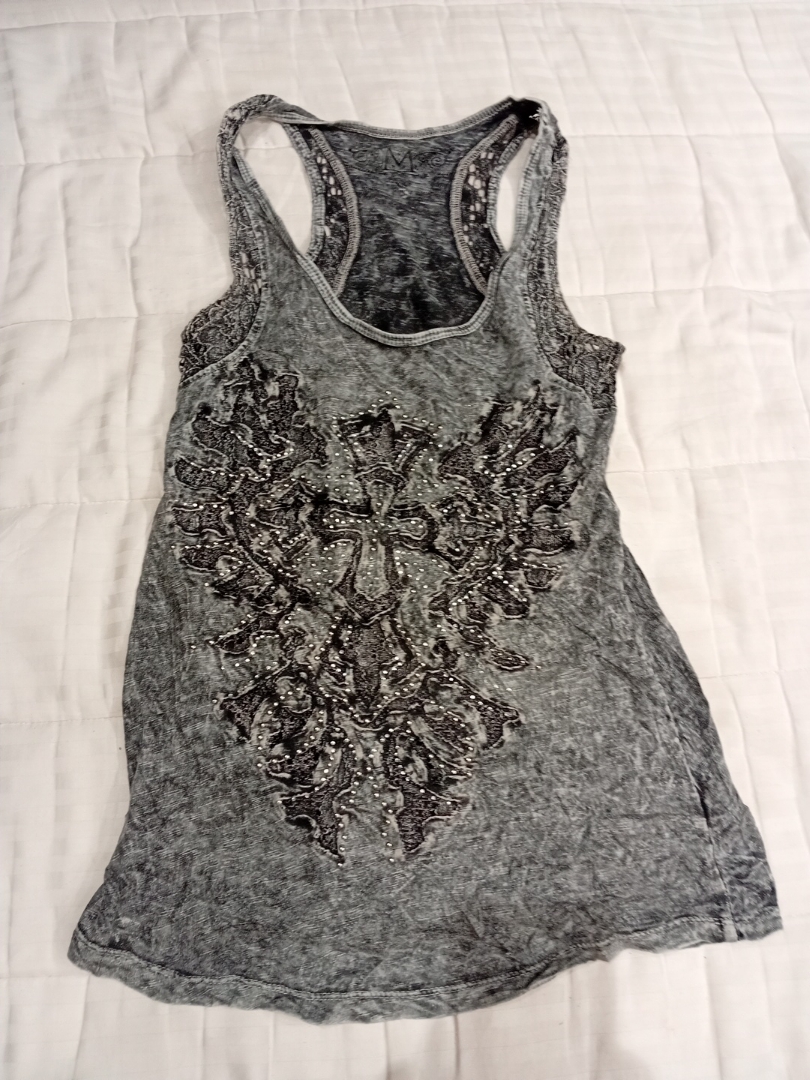 Women's Gray Sequined Tank Top