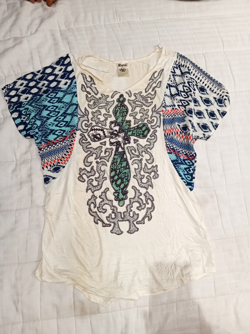 T-Shirt with Embellished Sleeves