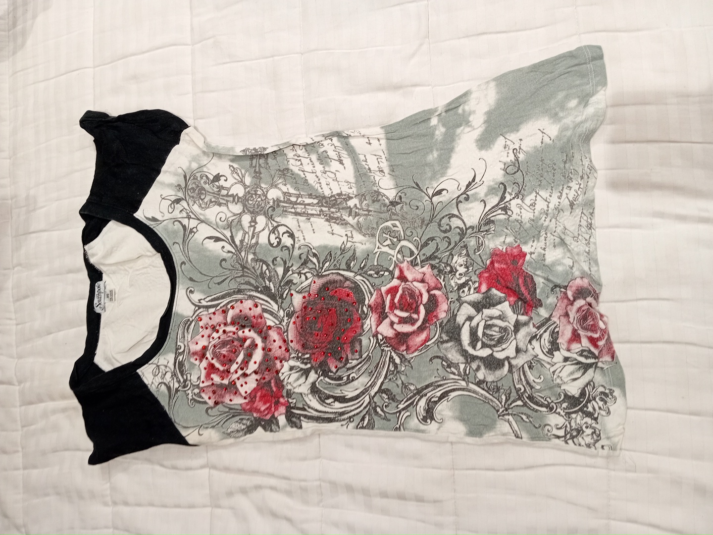 Raglan Sleeve Top with Floral Design