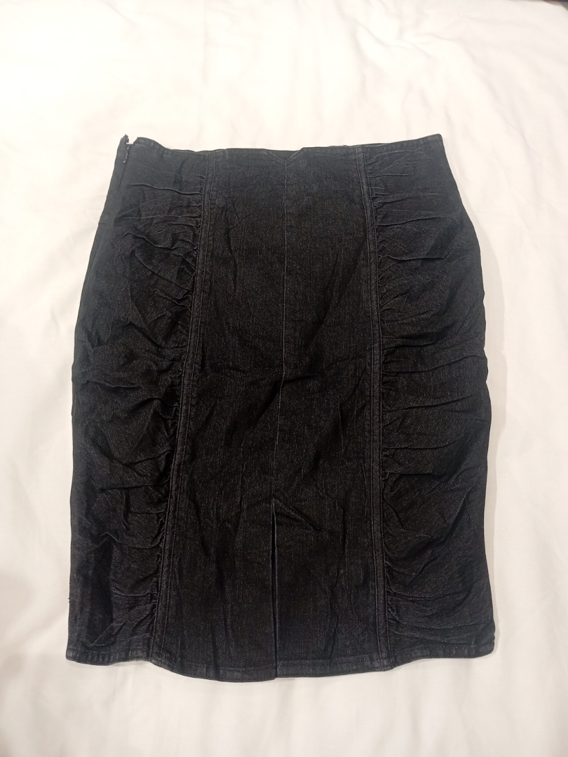 Black Denim Pencil Skirt