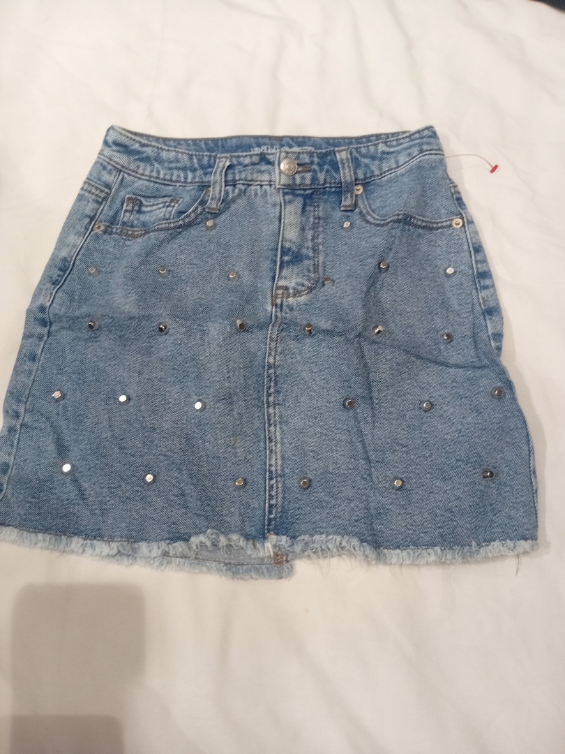 Saia de Denim com Strass