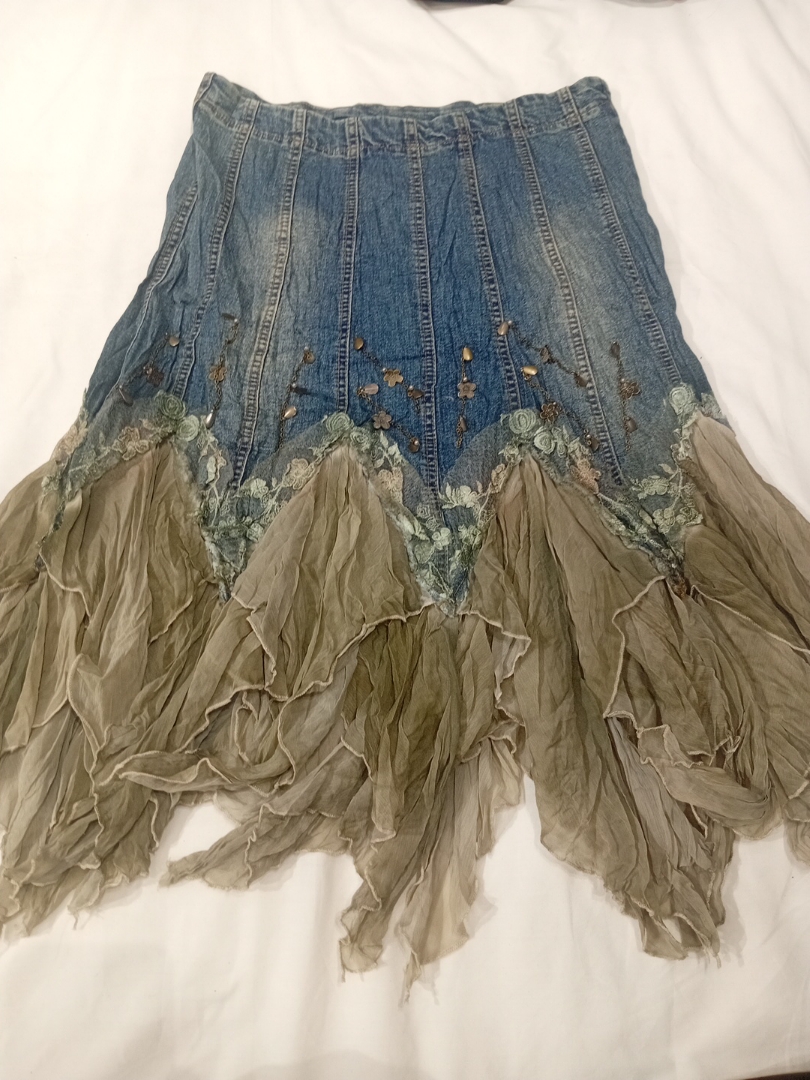 Chagall Denim Embellished Skirt