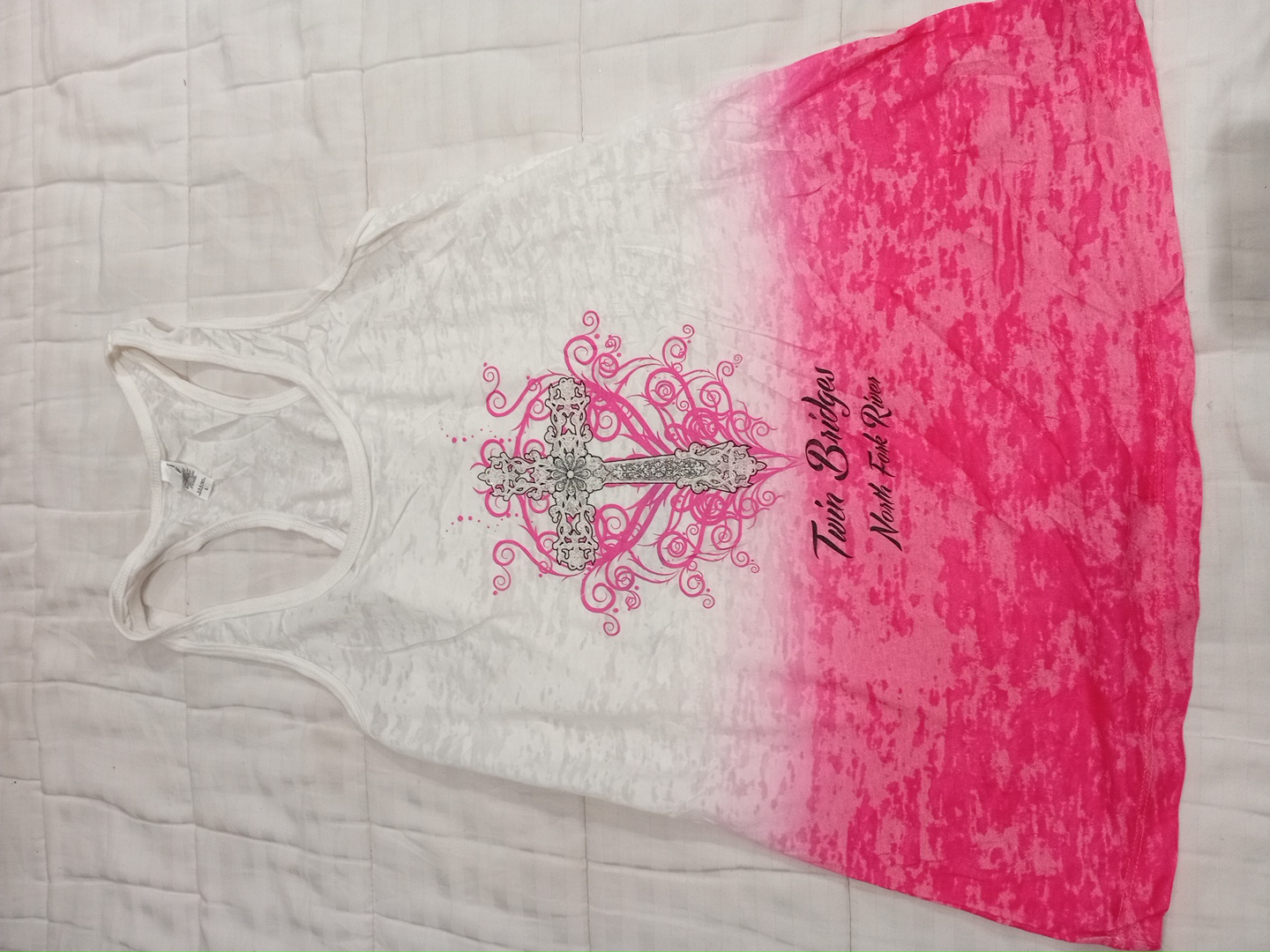 Ombre Tank Top with Cross Design