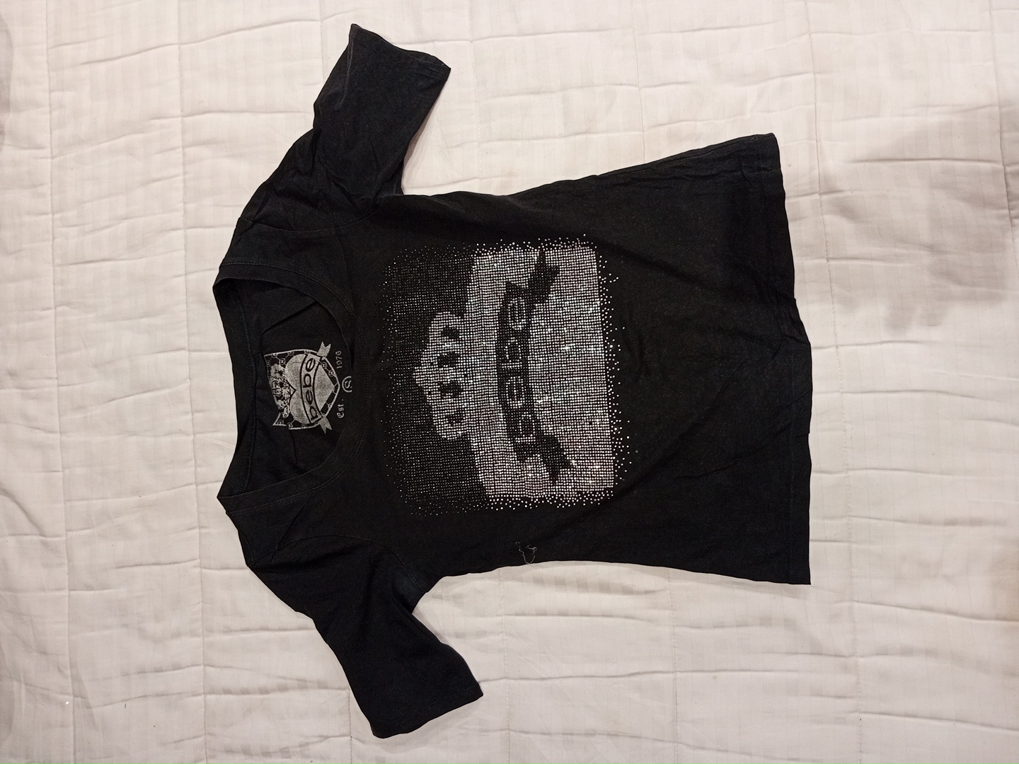 Black T-Shirt with Silver Graphic