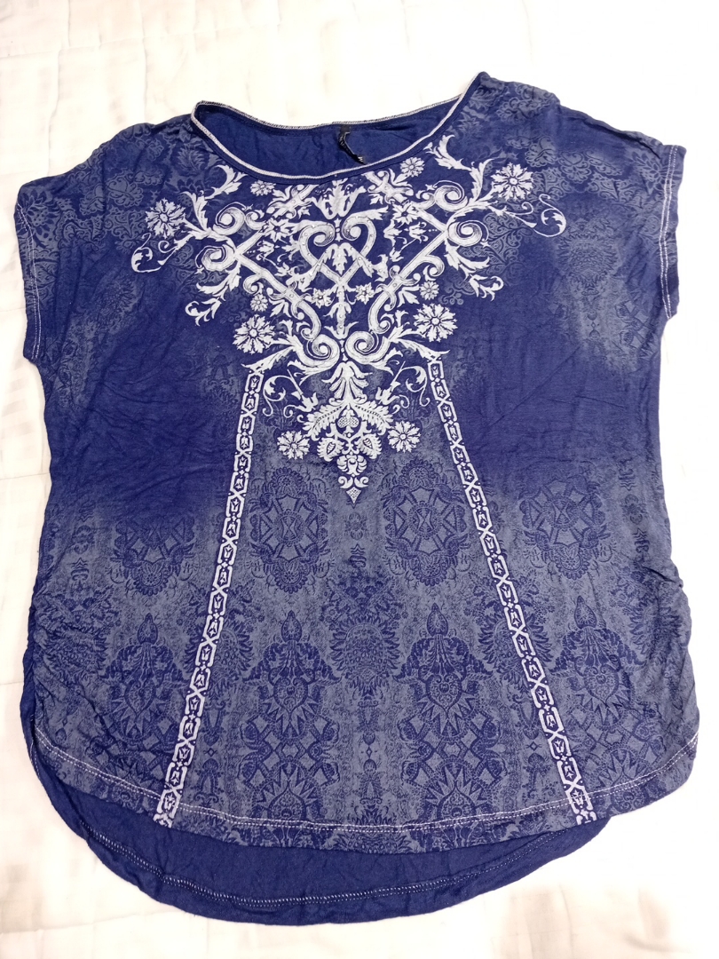 Blue Embroidered Top