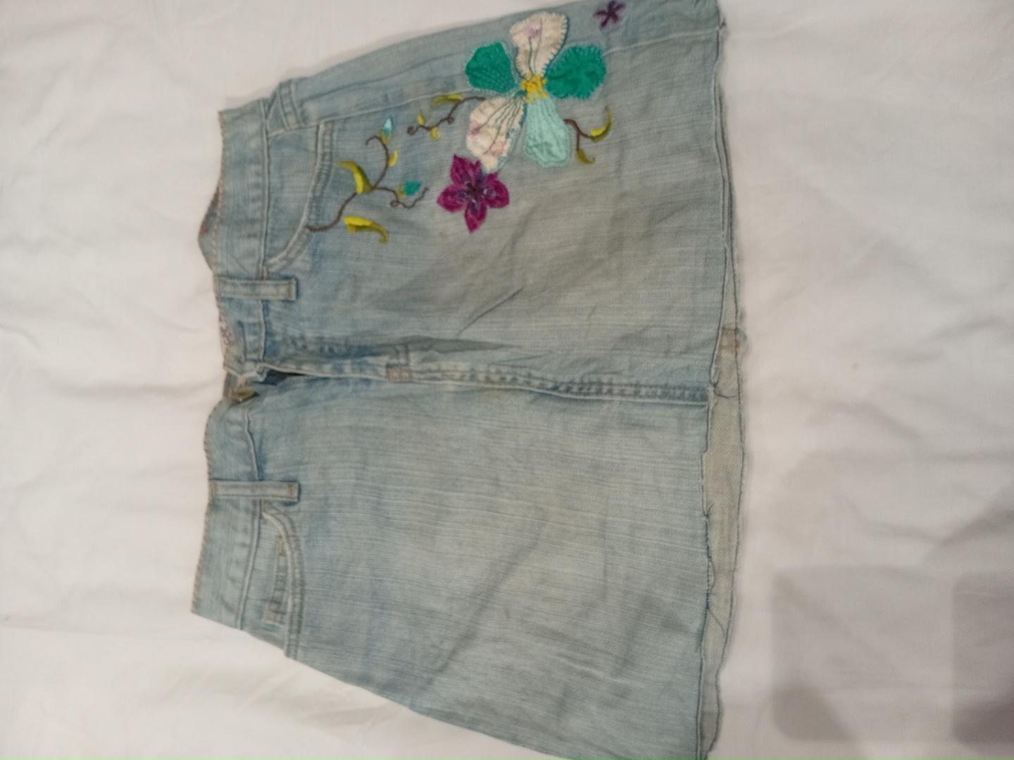 Embroidered Denim Skirt