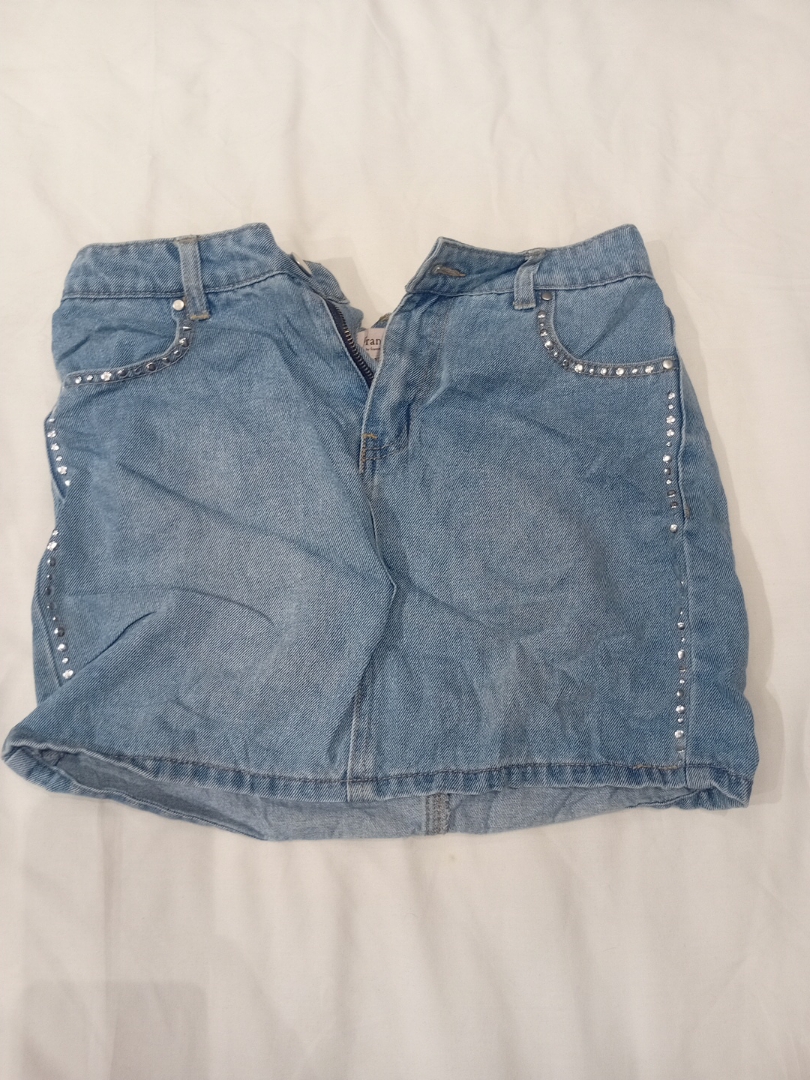 Denim Skirt with Rhinestone Accents