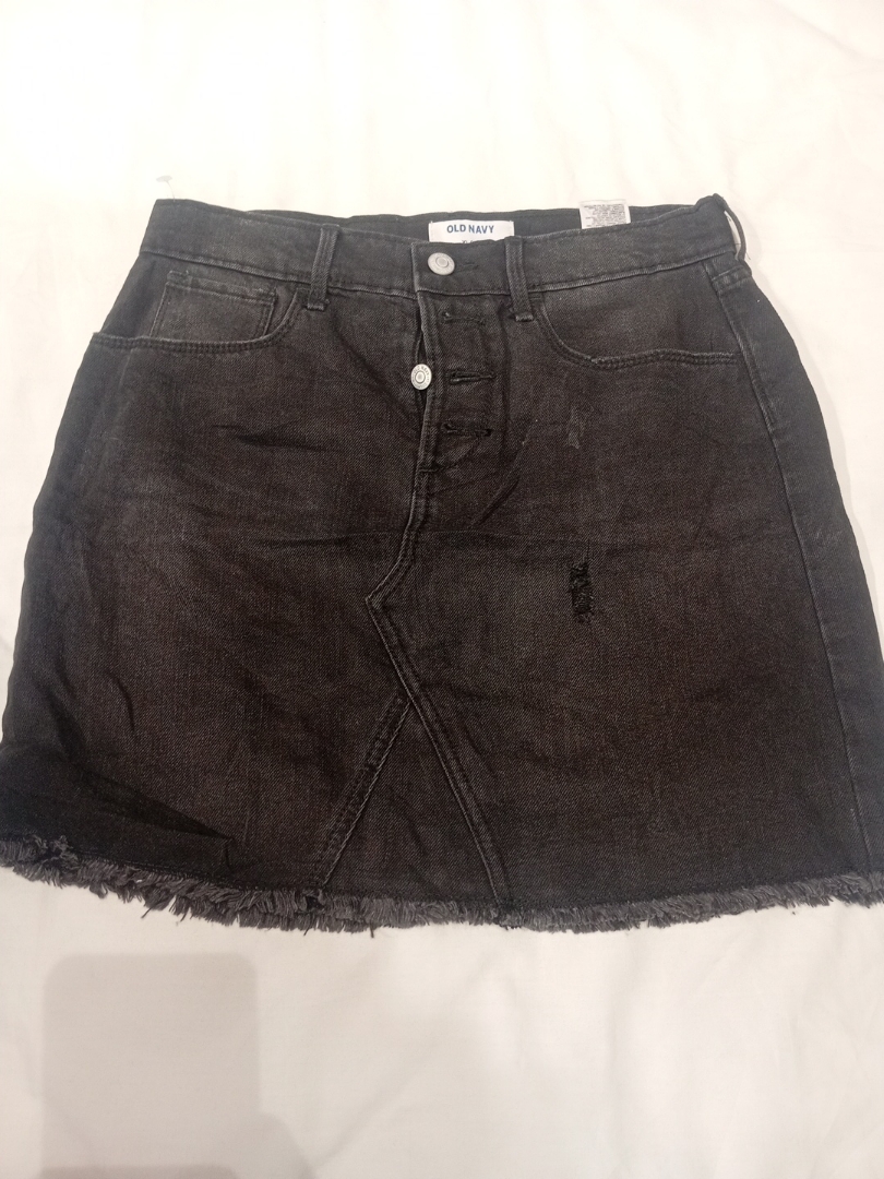 Black Denim Mini Skirt