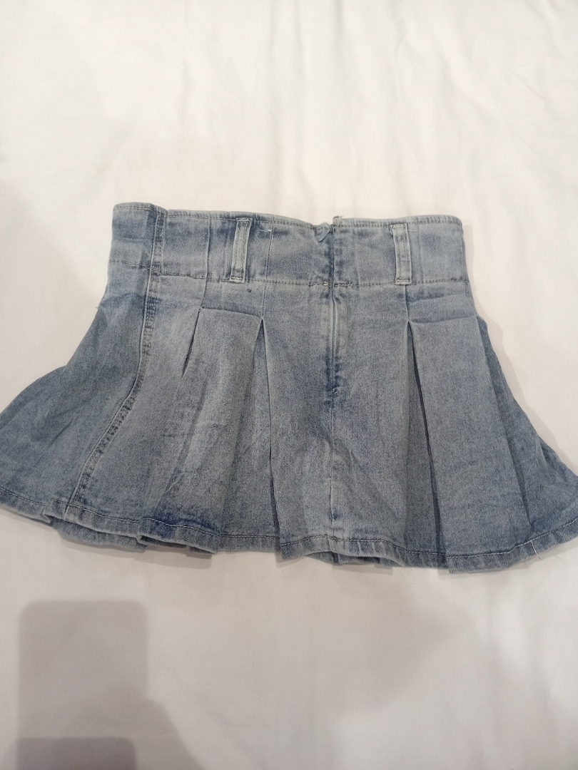 Mini Gonna Plissettata in Denim