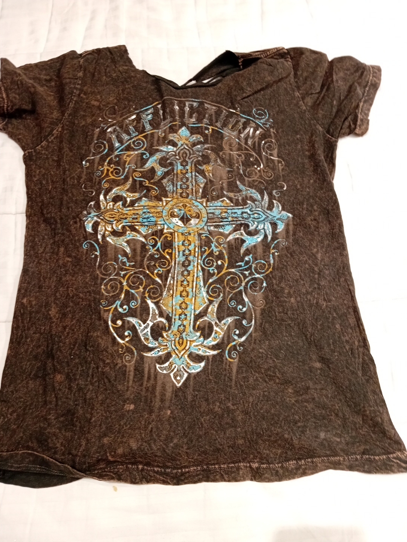 Brown T-Shirt with Cross Design