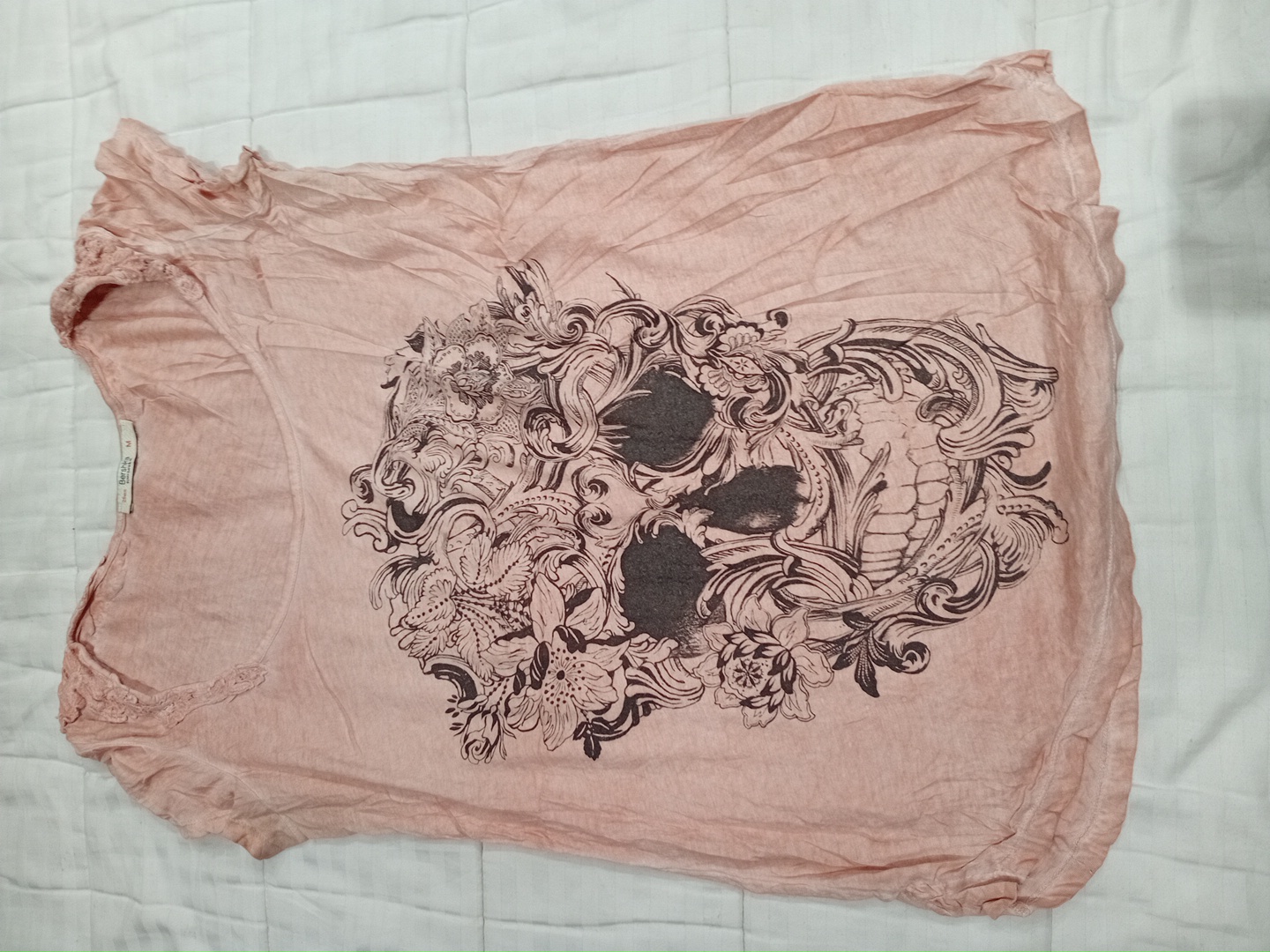 Pink Floral Skull Graphic Top