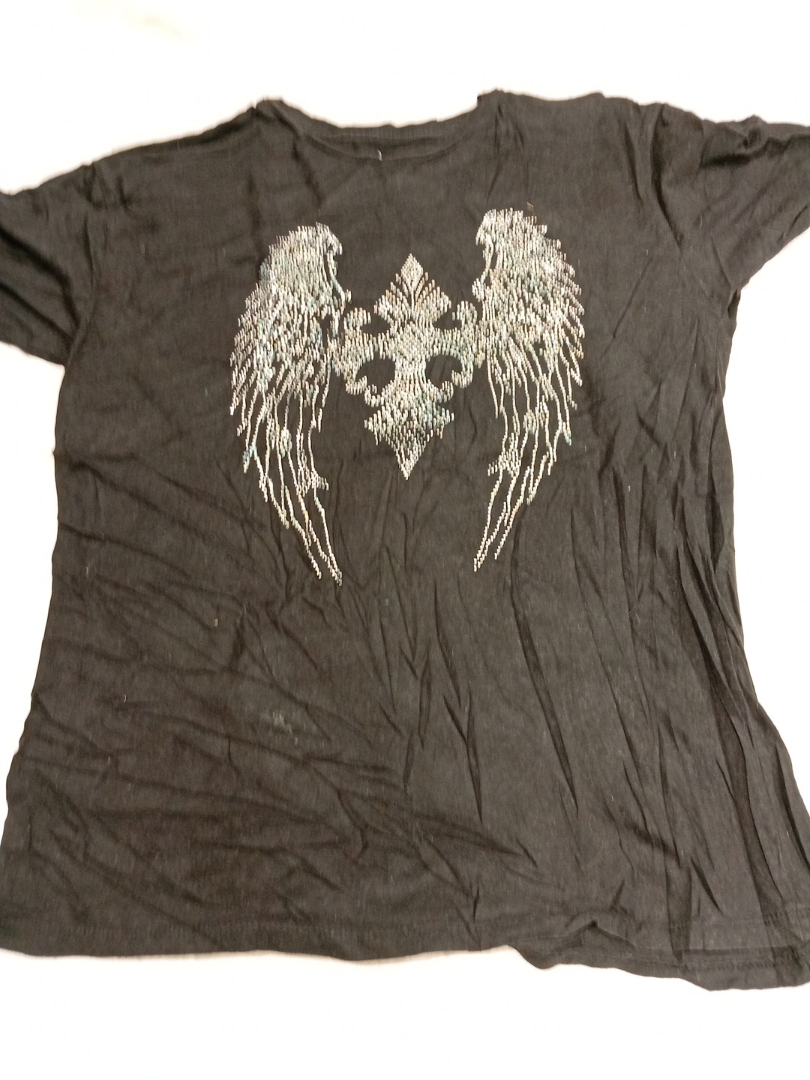 T-Shirt with Winged Skull Design