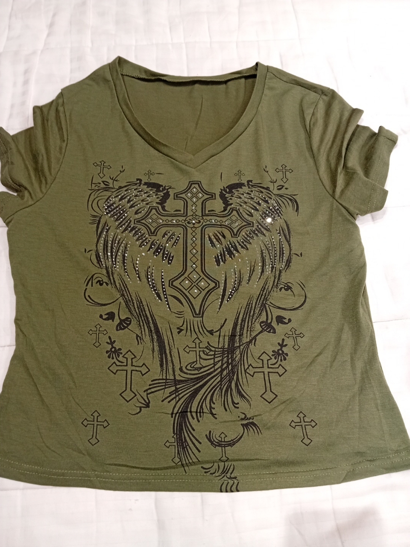 Olivegrünes Grafik-T-Shirt