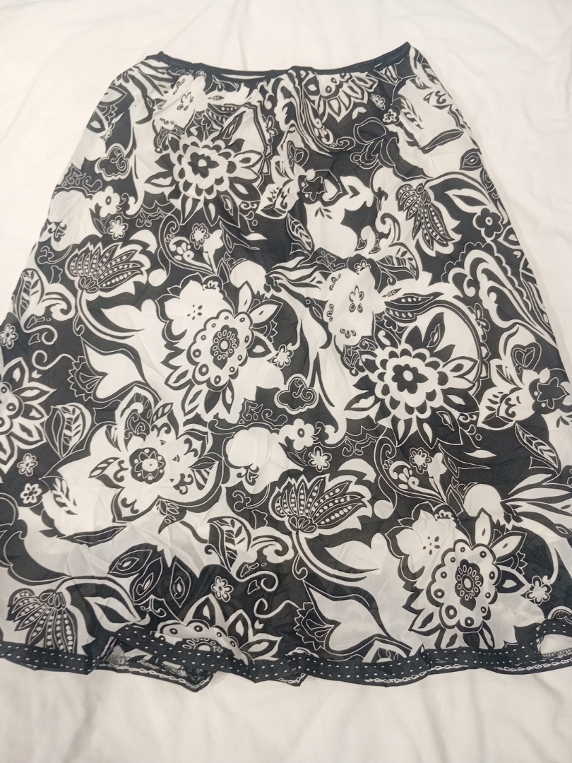 Black and White Floral Skirt