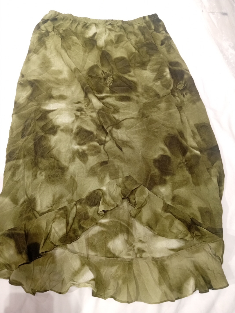 Olive Green Tie-Dye Maxi Skirt