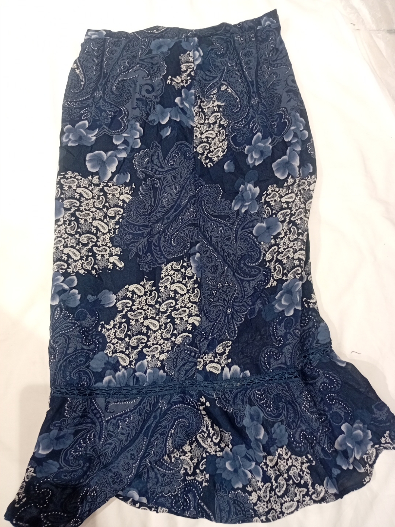 Blue Paisley Floral Skirt