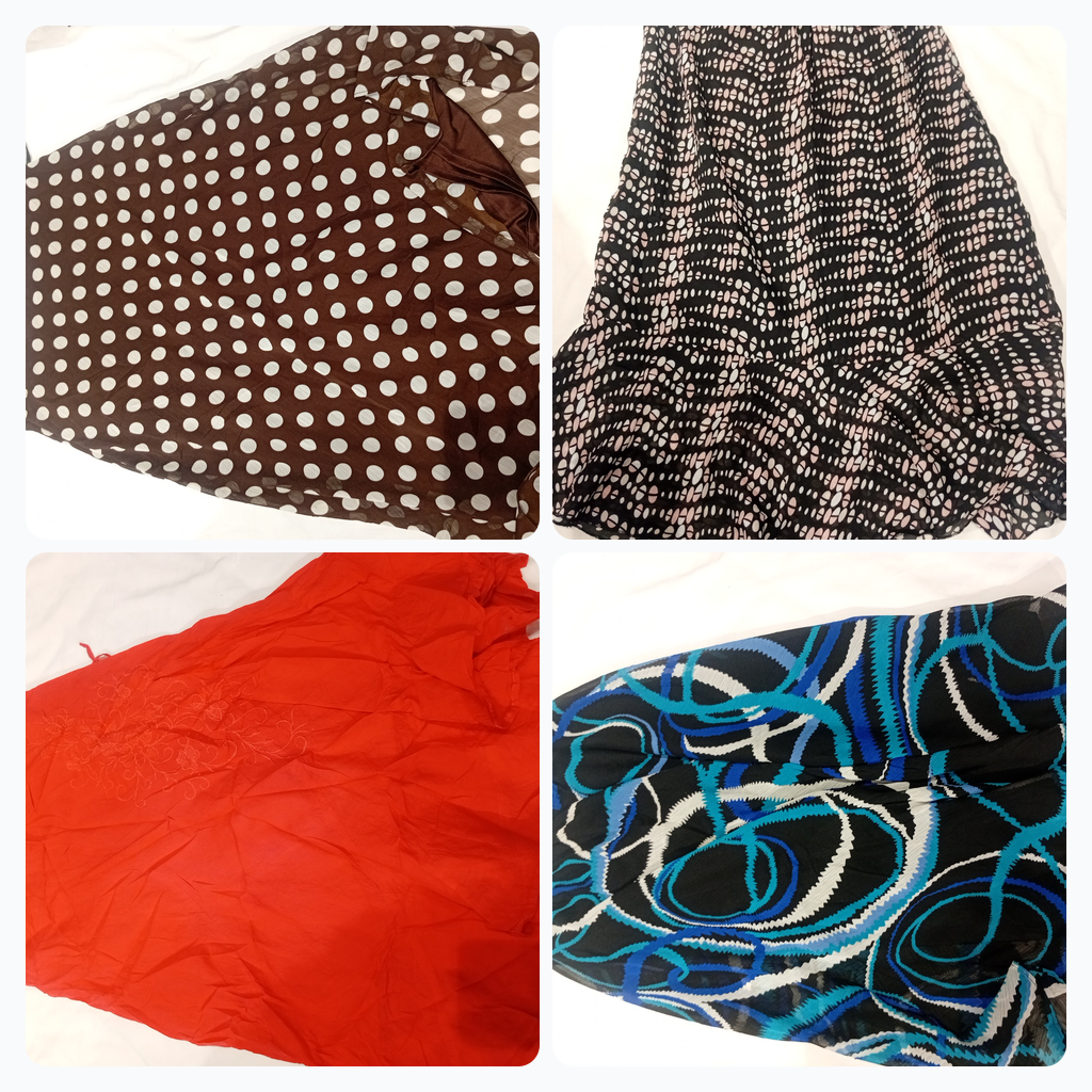 レザー ミディ スカート バンドル 7点 ポルカ ドット フローラル 刺繍 ミックス ロット