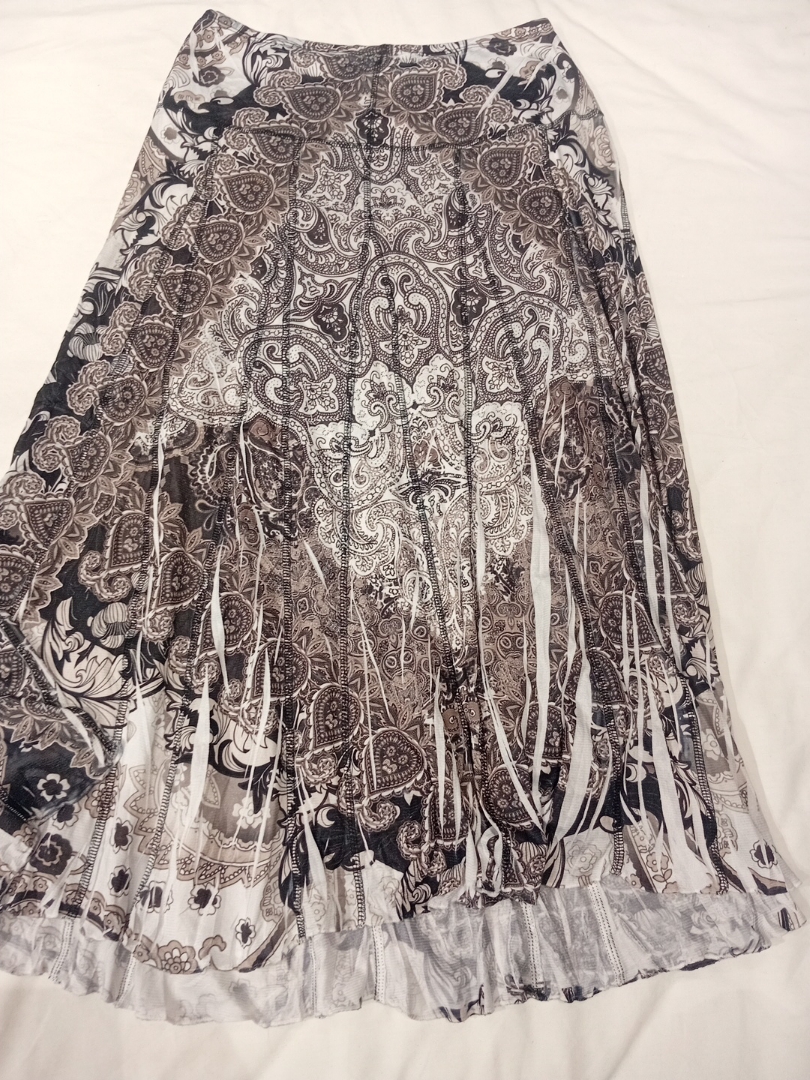 Paisley Print Fringed Skirt