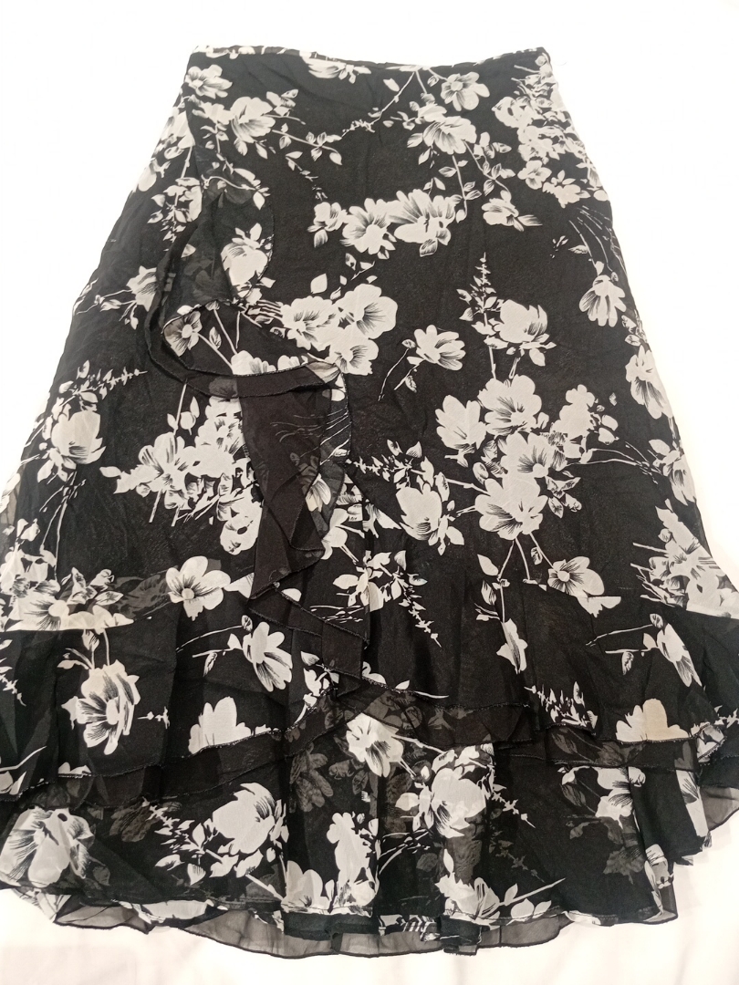Black and White Floral Skirt