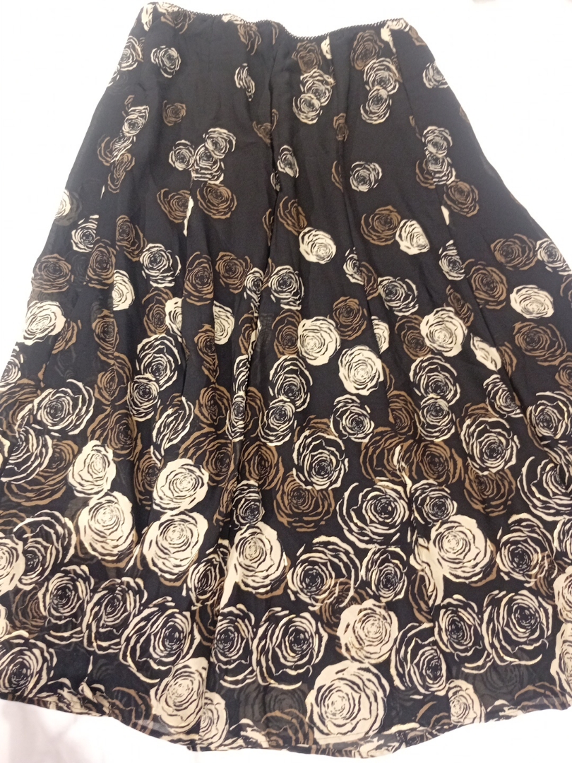 M Collection Black Floral Skirt