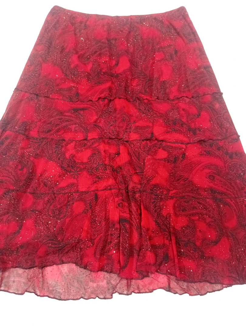 Sara Michelle Red Paisley Skirt
