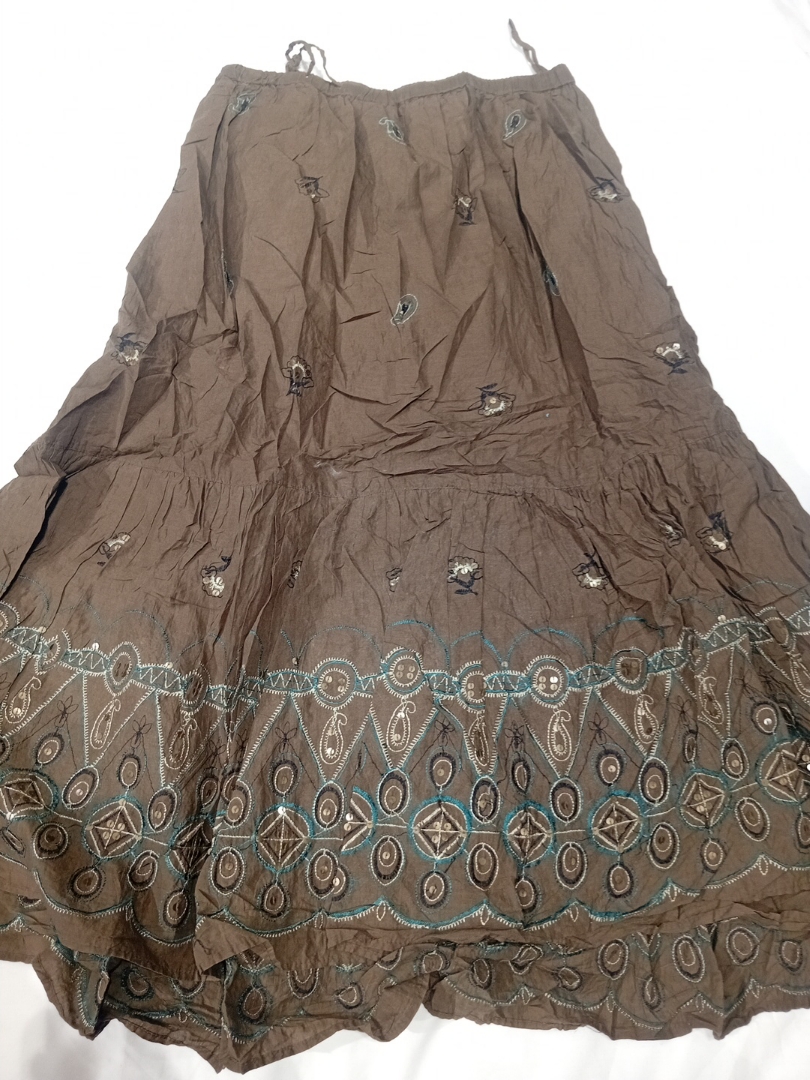 Brown Embroidered Skirt