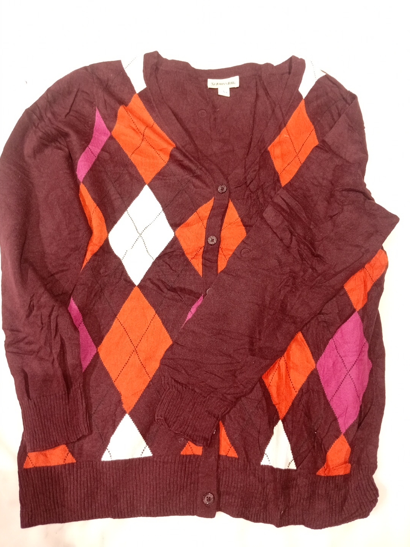 Argyle Pattern Knit Sweater