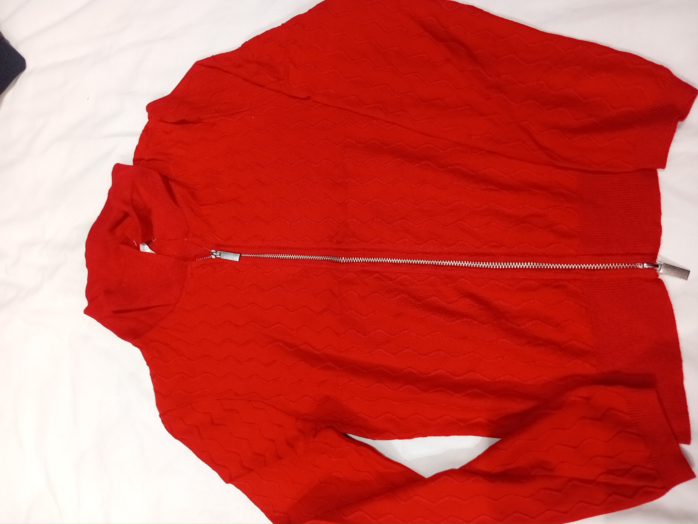 Rote Strick Zip-Up Jacke