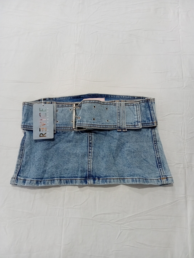 Gonna mini in denim con cintura