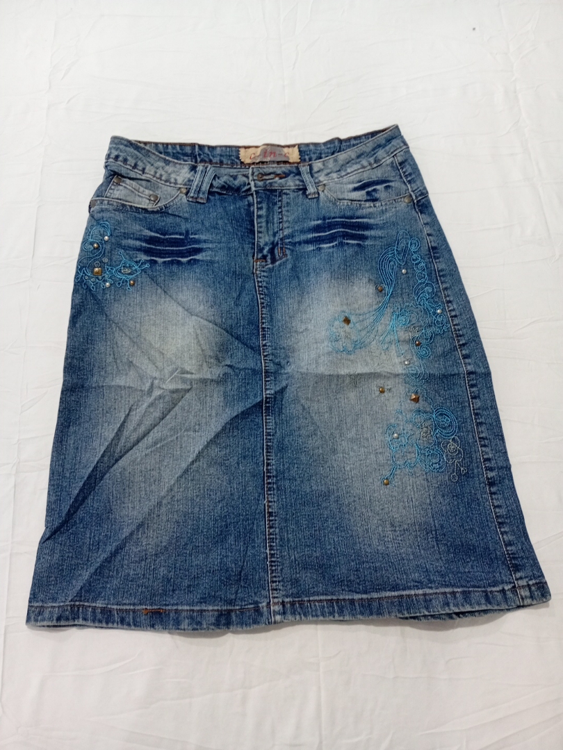 Denim Skirt with Embellishments
