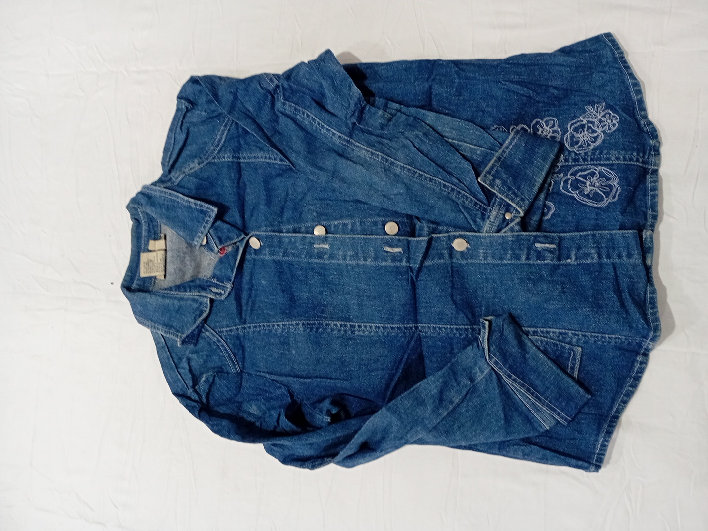 Denim Jacket with Floral Embroidery