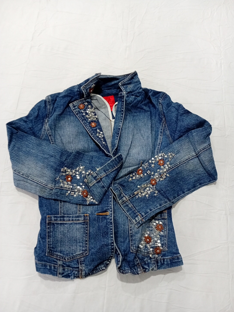 Denim Jacket with Floral Embroidery