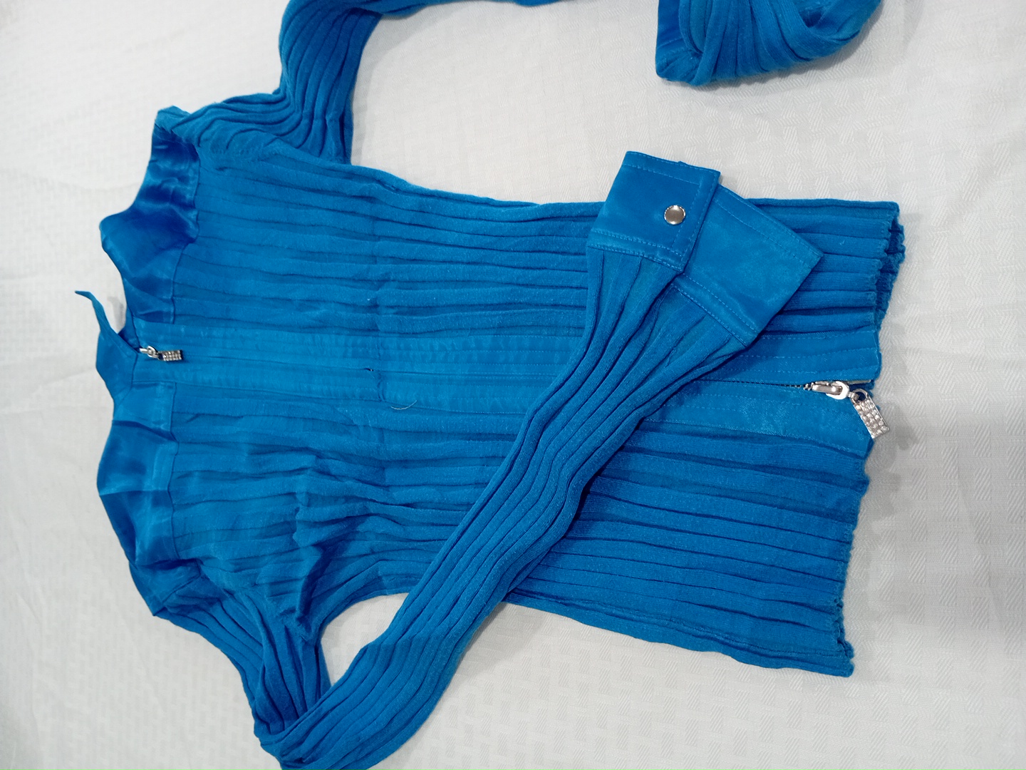 Teal Blue Ribbed Knit Top