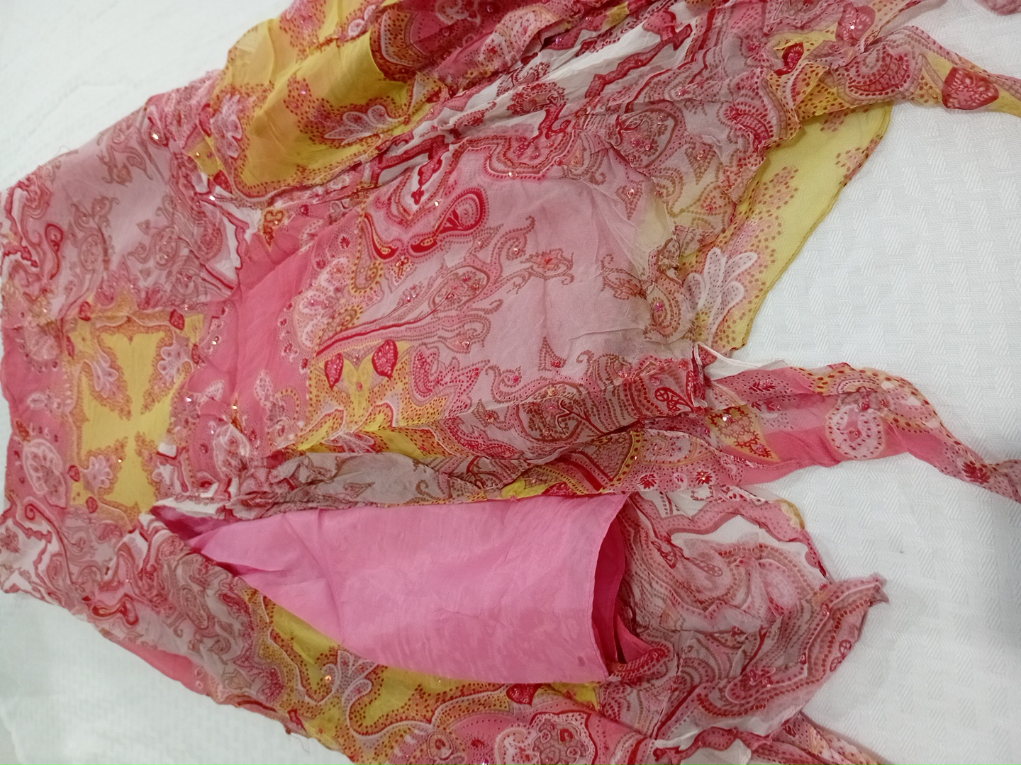 Pink and Yellow Paisley Scarf Set