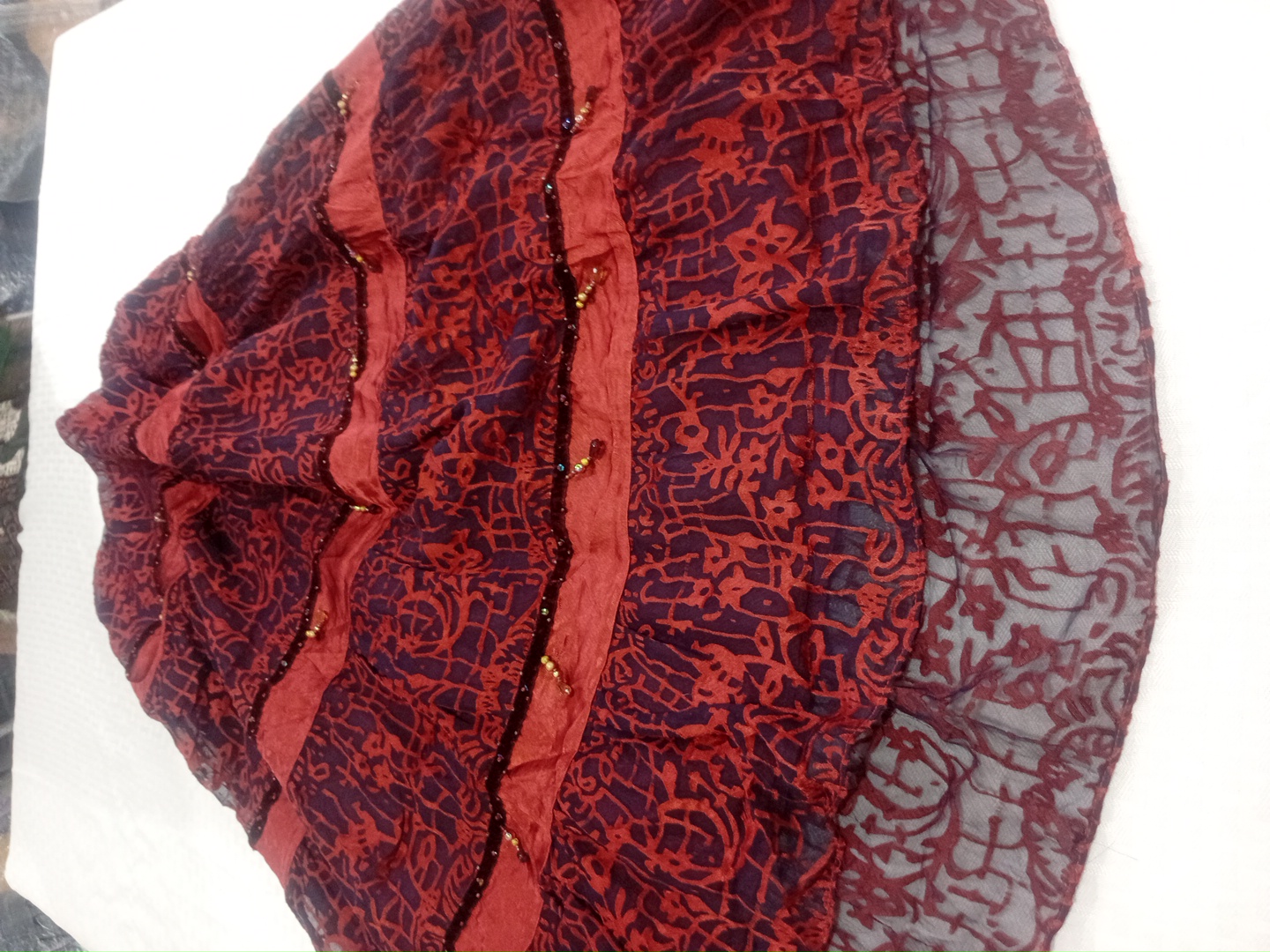 Red and Black Tiered Skirt