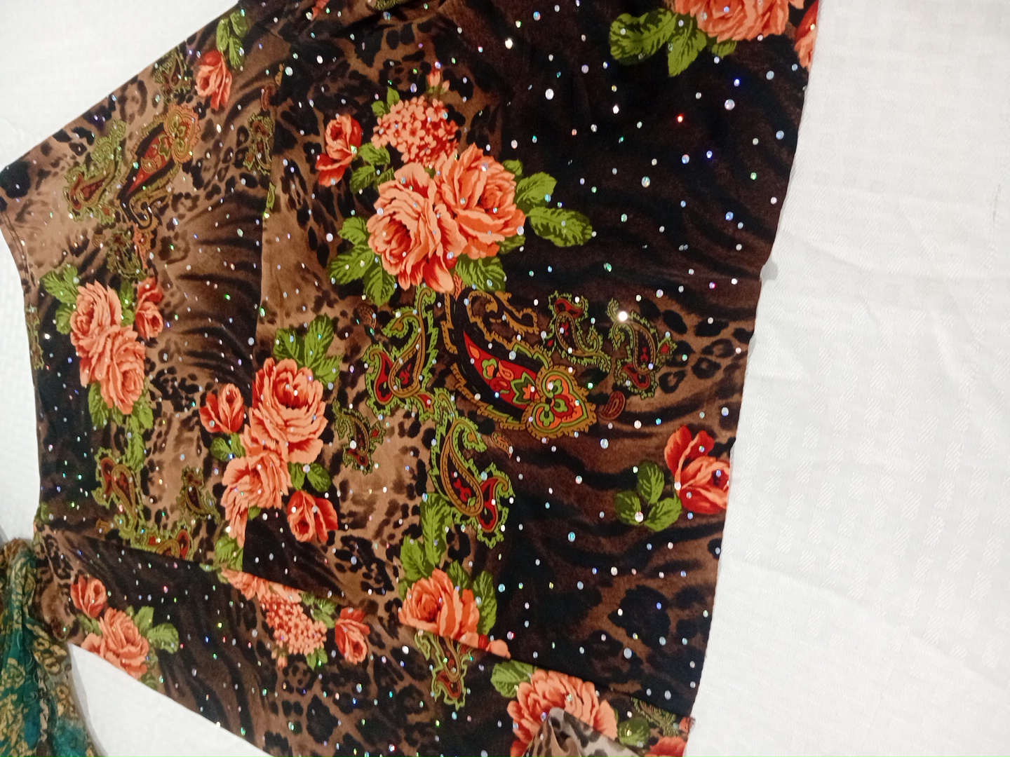 Scarf with Floral and Animal Print Design