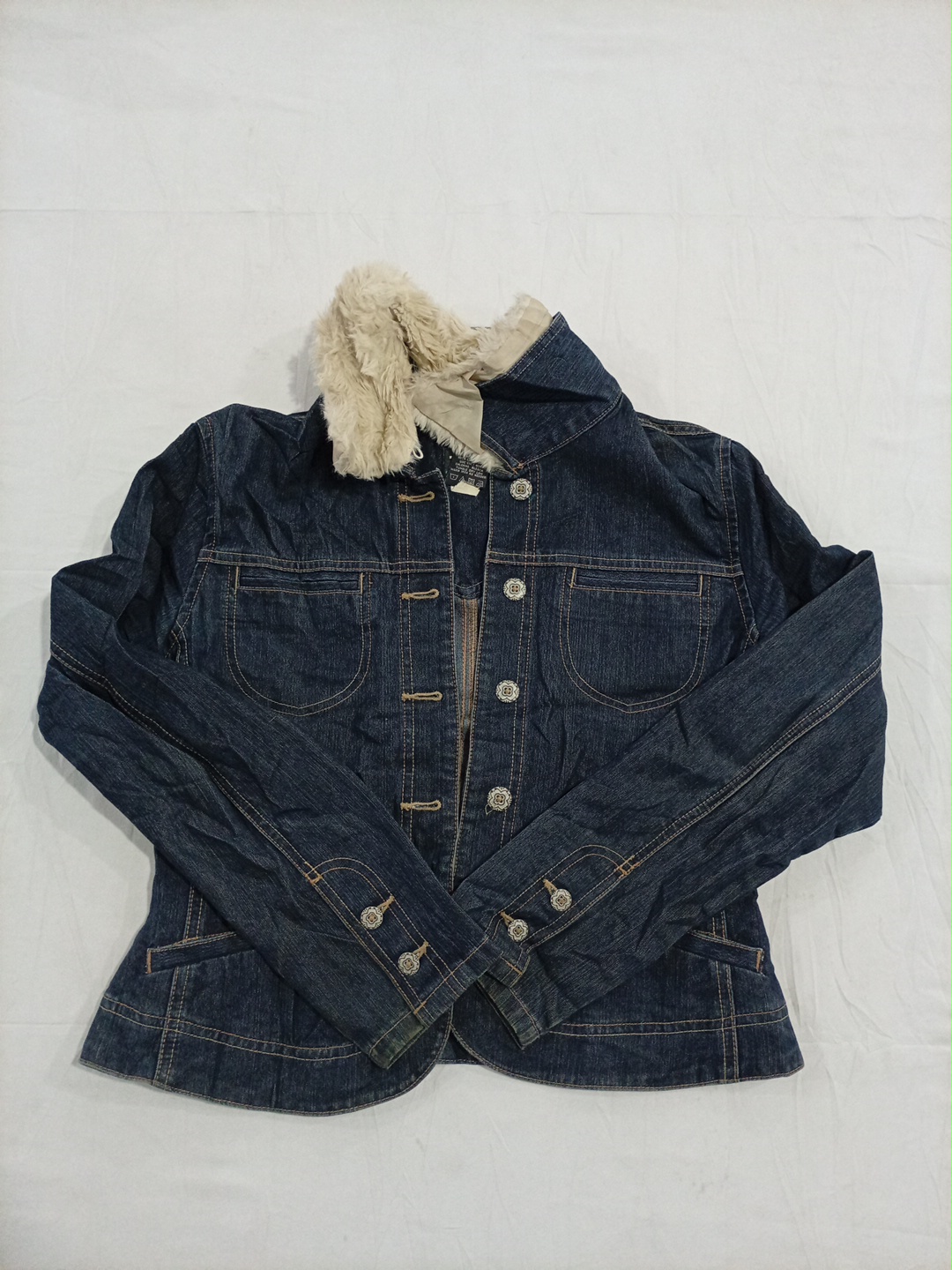 Denim Jacket with Fur-Lined Collar