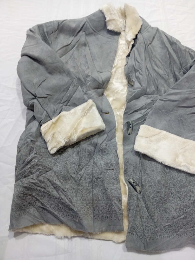 Liz Claiborne Gray Faux Fur Jacket